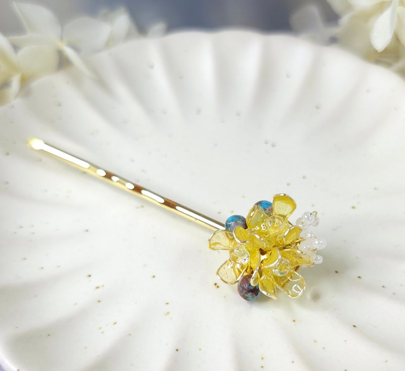 小桂花造花液树脂一字夹 - 发饰 - 树脂 黄色