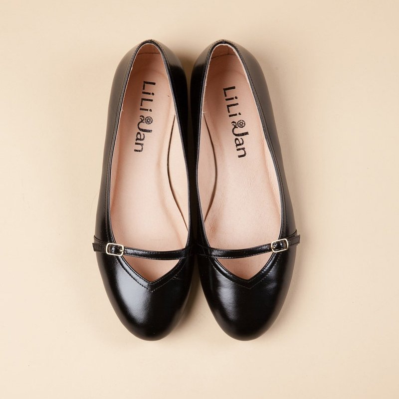 【洗炼优雅】全真皮简约系带赫本平底鞋_典雅油黑 - 女款牛津鞋/乐福鞋 - 真皮 黑色