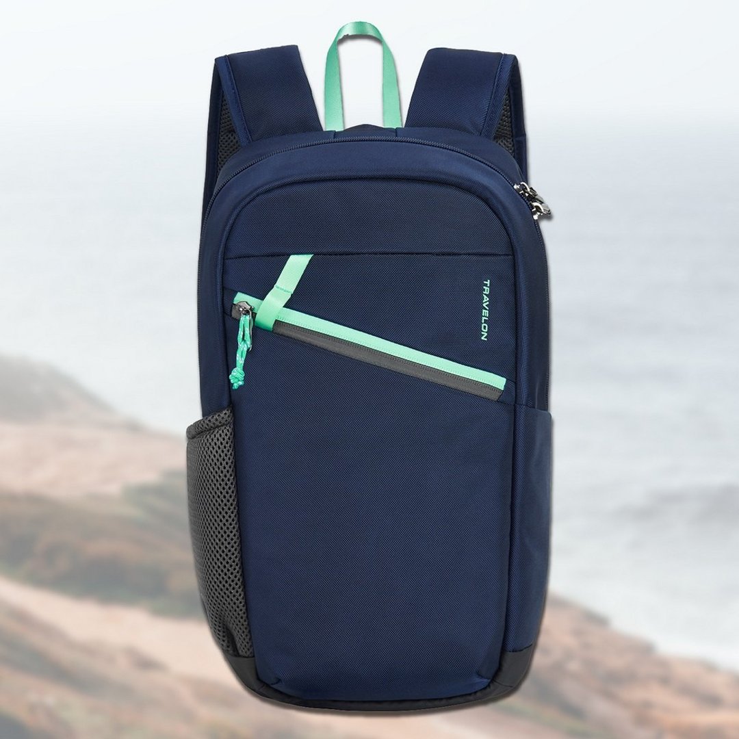 美国 TRAVELON Greenlander 防盗后背包 (蓝 M) RFID 防割 双肩 - 后背包/双肩包 - 聚酯纤维 蓝色