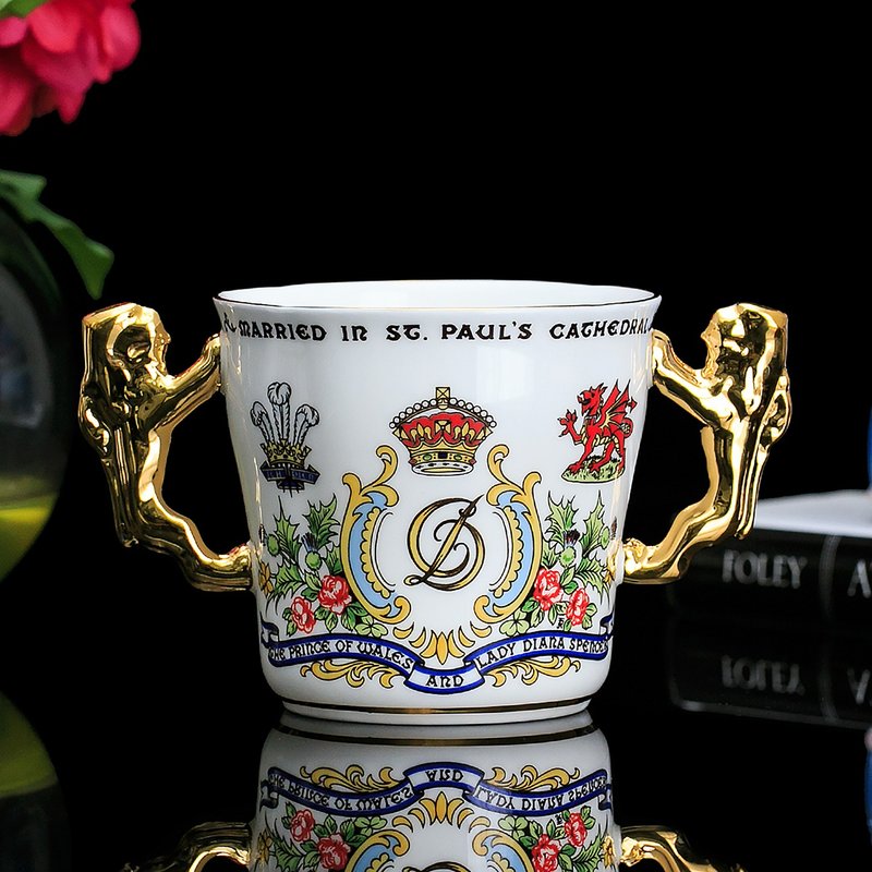 英国制Paragon 1981奢华24k金细致骨瓷查尔斯与黛安娜结婚马克杯 - 咖啡杯/马克杯 - 瓷 