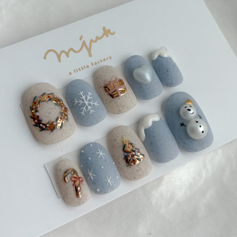 圣诞节 / 珍珠雪人 / 雾面质感 - 指甲油/指甲贴 - 其他材质 蓝色
