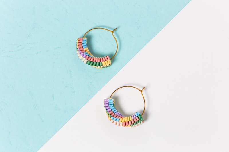 手工编织 / 拼色 / 扭扭 / 合金 / 耳圈 - 耳环/耳夹 - 其他材质 多色