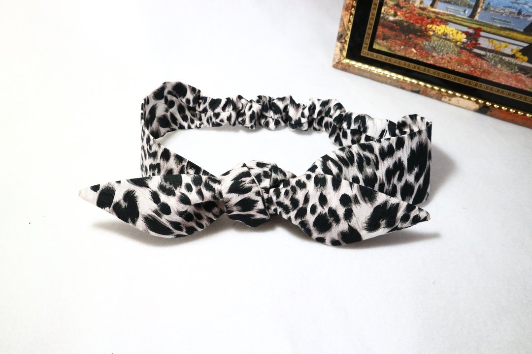 豹纹法式绑带型发带  hairband  *SK* - 发带/发箍 - 棉 黑色