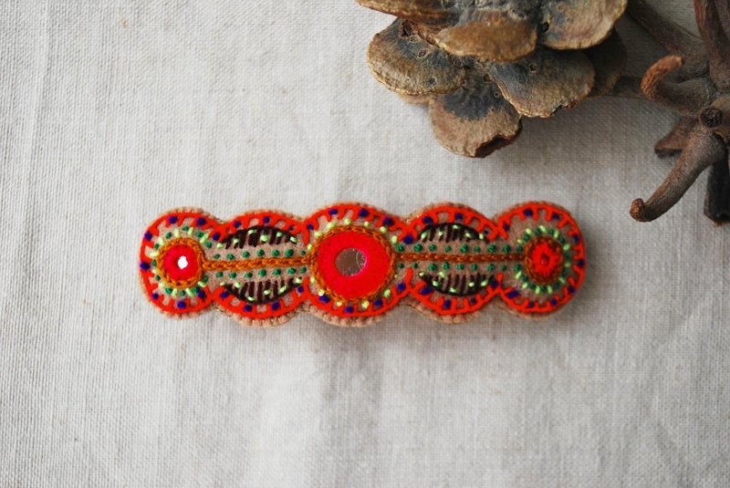 全彩发夹橙，镜面刺绣 - 发饰 - 绣线 多色