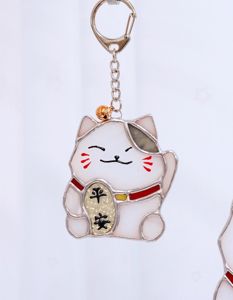 彩色玻璃~可爱招财猫钥匙圈 - 钥匙链/钥匙包 - 玻璃 