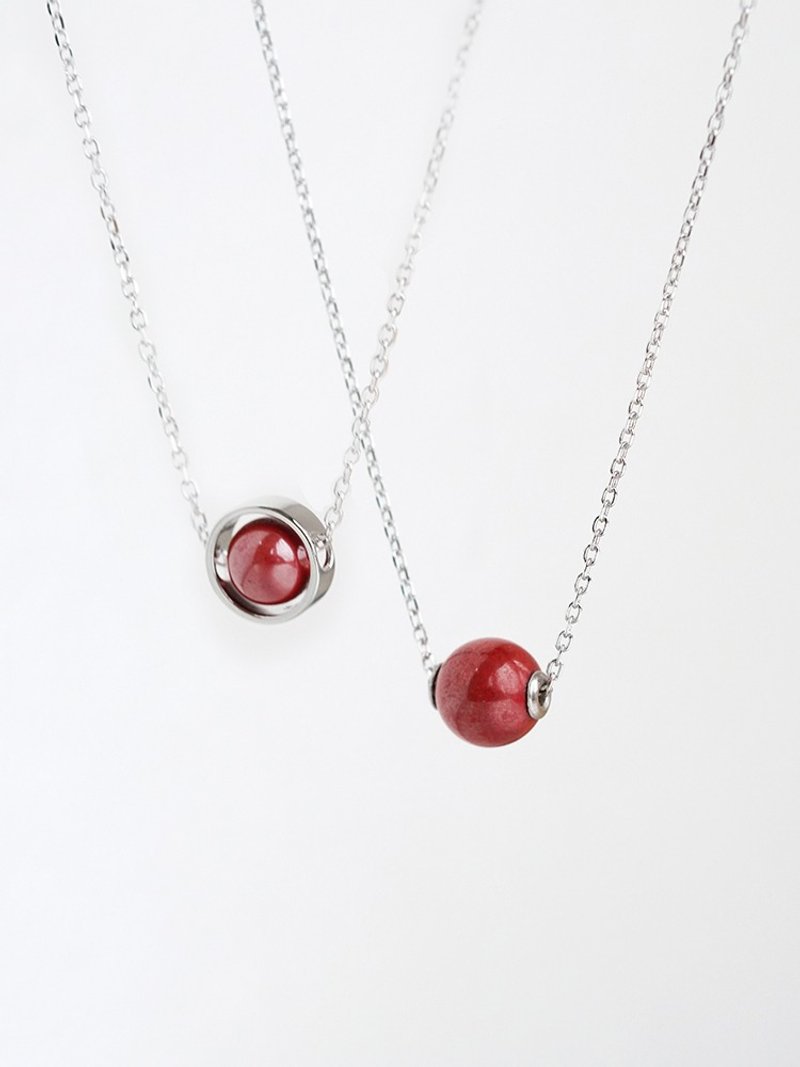 时来运转项链  未时天然朱砂s925纯银原矿辰砂红色本命年礼物女 - 锁骨链 - 纯银 红色