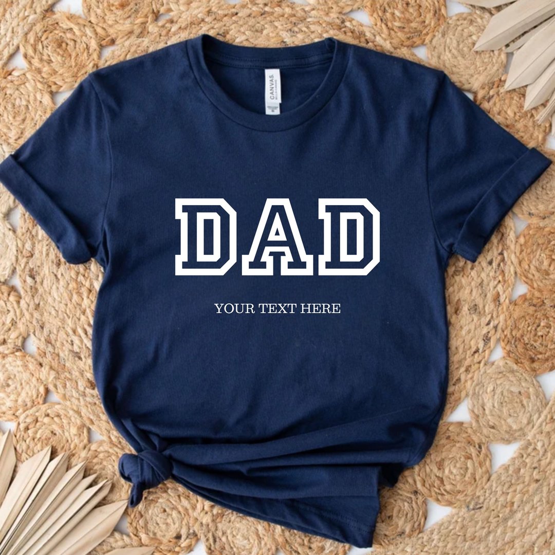 DAD 父亲姓名 父亲节礼物 定制化姓名 中性短袖上衣 - 男装上衣/T 恤 - 棉 白色
