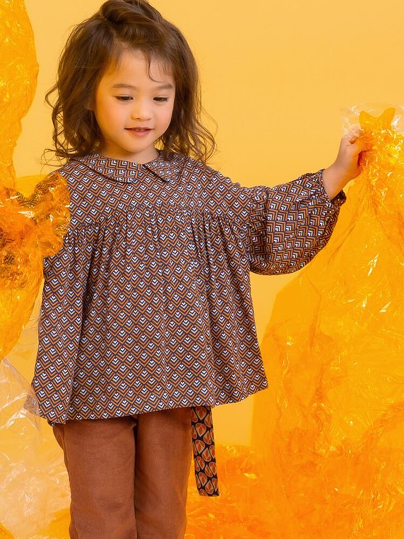 亚维侬印花小圆领上衣(2色) - 童装上衣 - 其他材质 