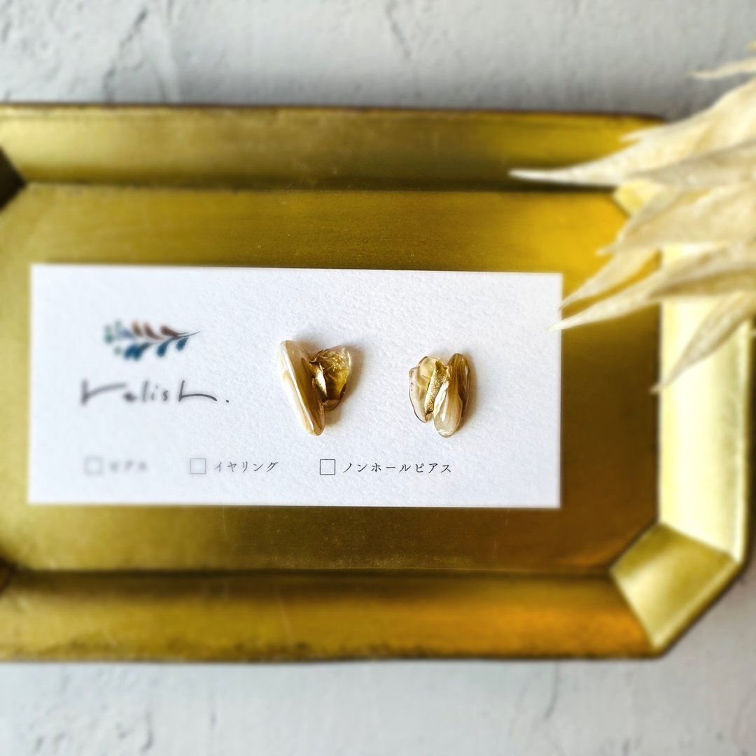 黄水晶 贝壳 金继 耳环 耳夹 无耳洞耳环 高雅 精致 天然石 金色 金 珍珠母贝 白蝶贝 黄色 黄色 礼物 赠礼 - 耳环/耳夹 - 石头 黄色