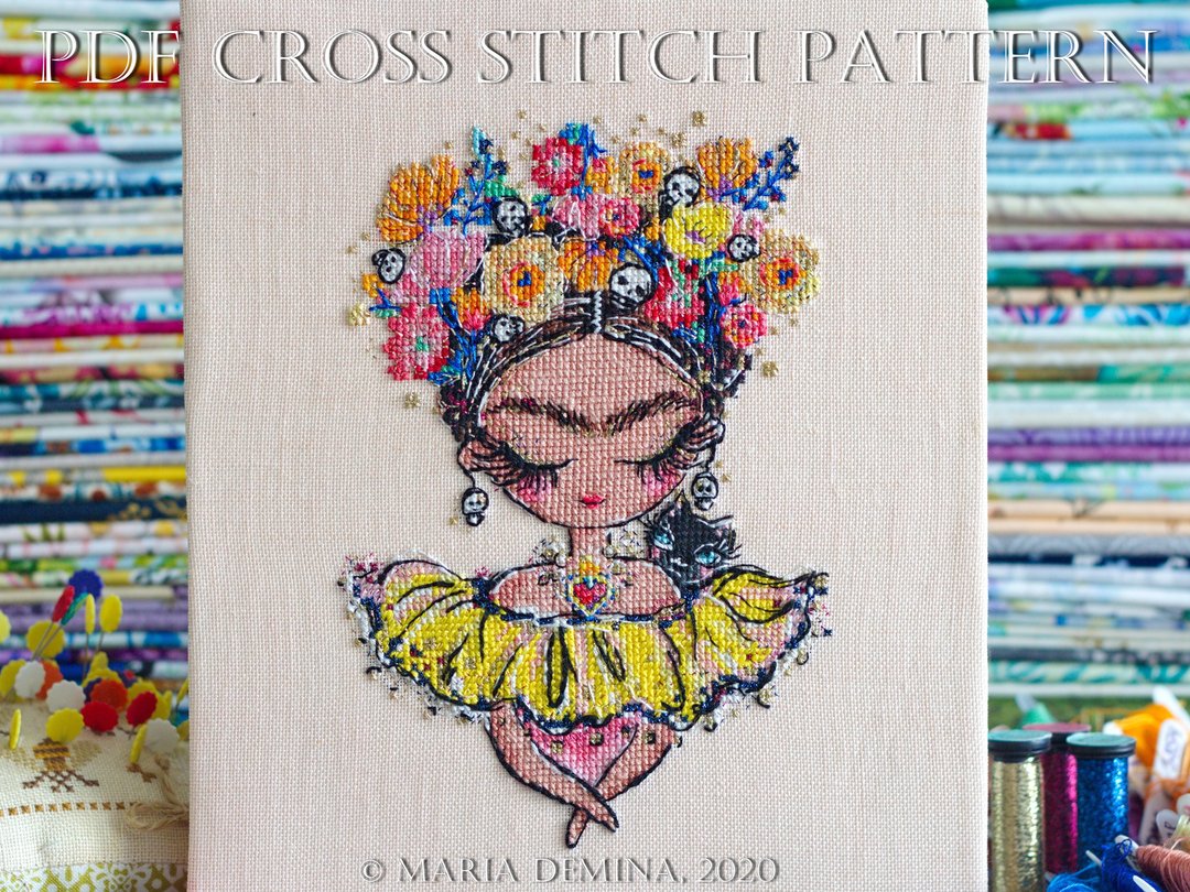 Frida PDF cross stitch pattern - 手工艺教程/工具书 - 其他材质 