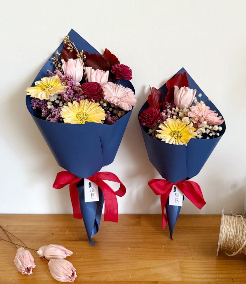 干燥花 干燥花束 太阳花 毕业 送礼 附花提袋 定制化 代写小卡 - 干燥花/捧花 - 植物．花 粉红色