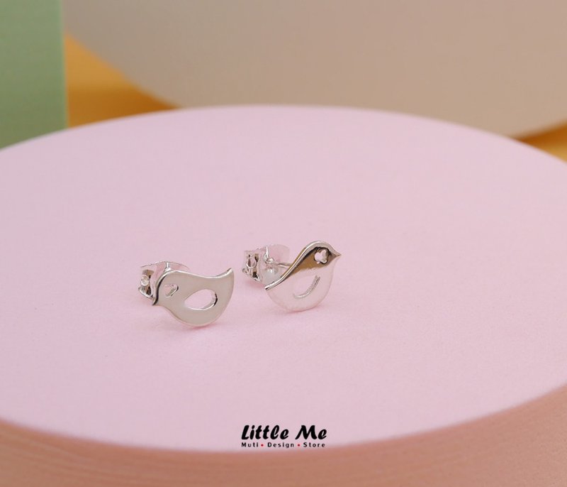 小鸟耳环 镀银黄铜 - 耳环/耳夹 - 其他金属 