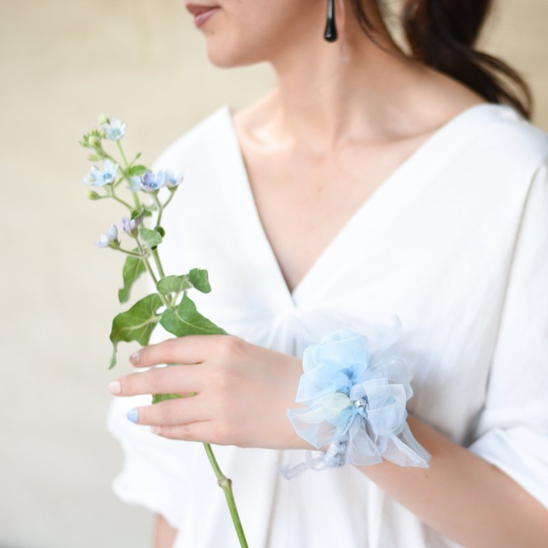 mini | 勿忘草 | 缤纷绽放编织发圈 - 发饰 - 橡胶 蓝色