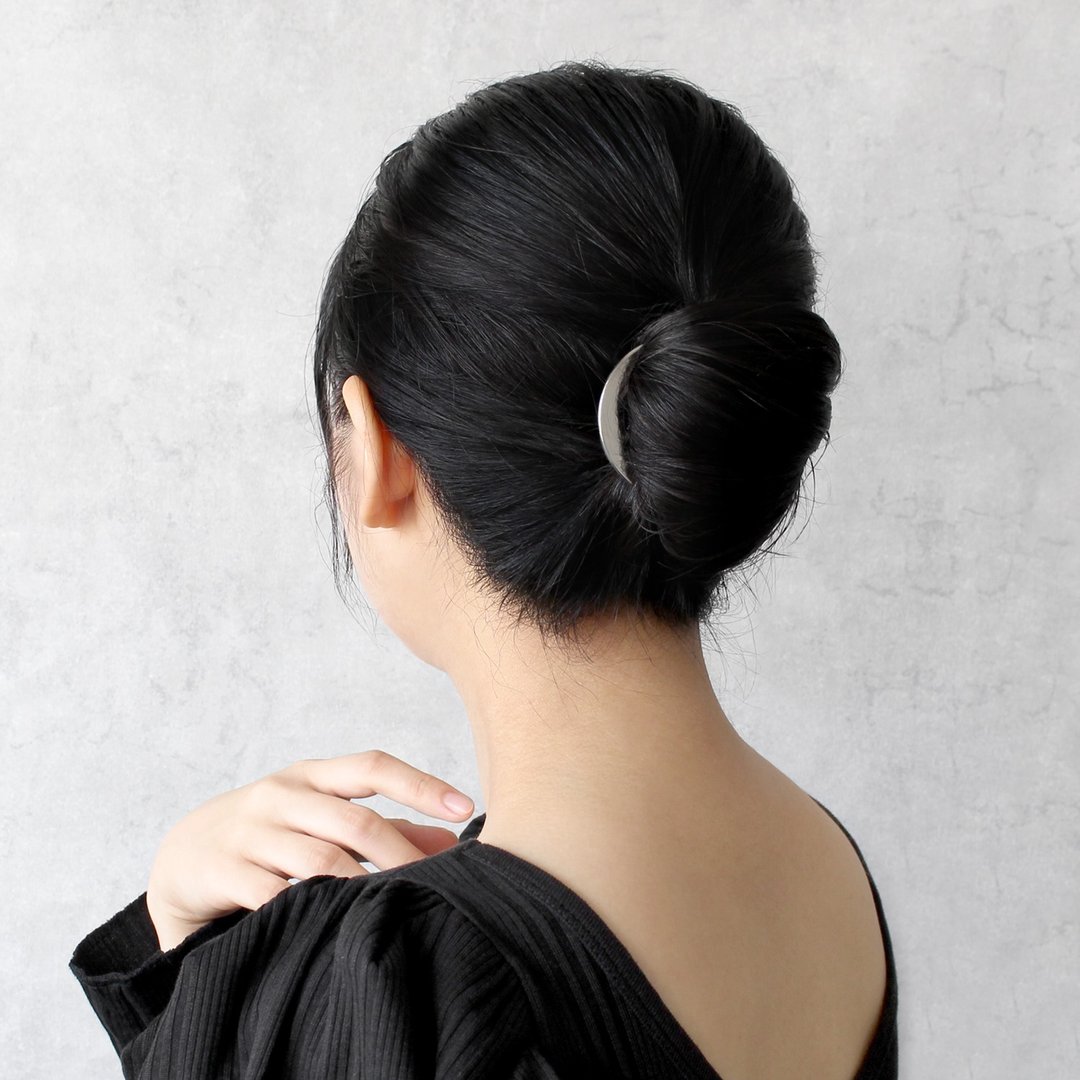 KANZASHI Hair pin 【Arc liner / Silver】 - 发饰 - 其他金属 银色