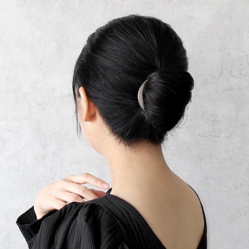 KANZASHI Hair pin 【Arc liner / Silver】 - 发饰 - 其他金属 银色