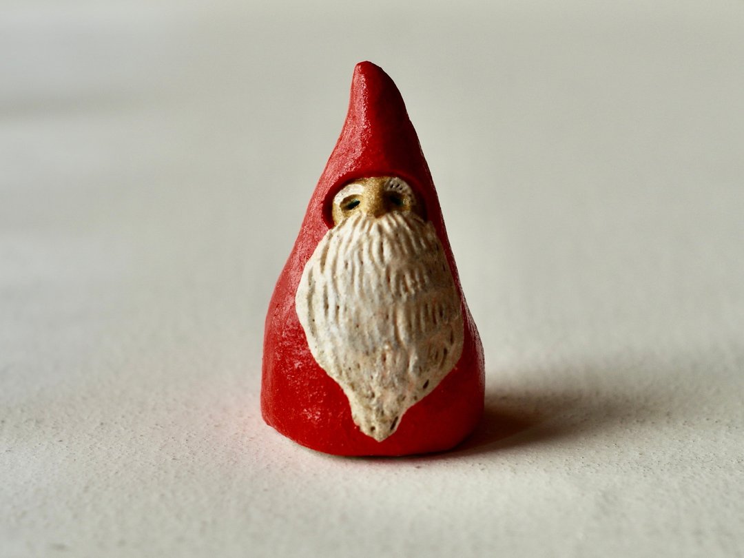Red santa 　Christmas pottery doll - 戒指 - 陶 白色