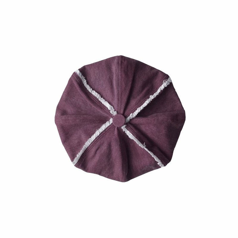 葡萄气泡饮-手作南瓜帽*大帽体 - 帽子 - 棉．麻 紫色