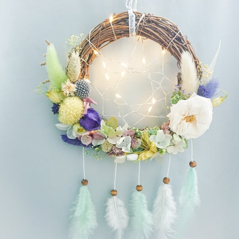 不凋花LED灯捕梦网 | 绿色, 紫色, 白色 - 灯具/灯饰 - 植物．花 绿色