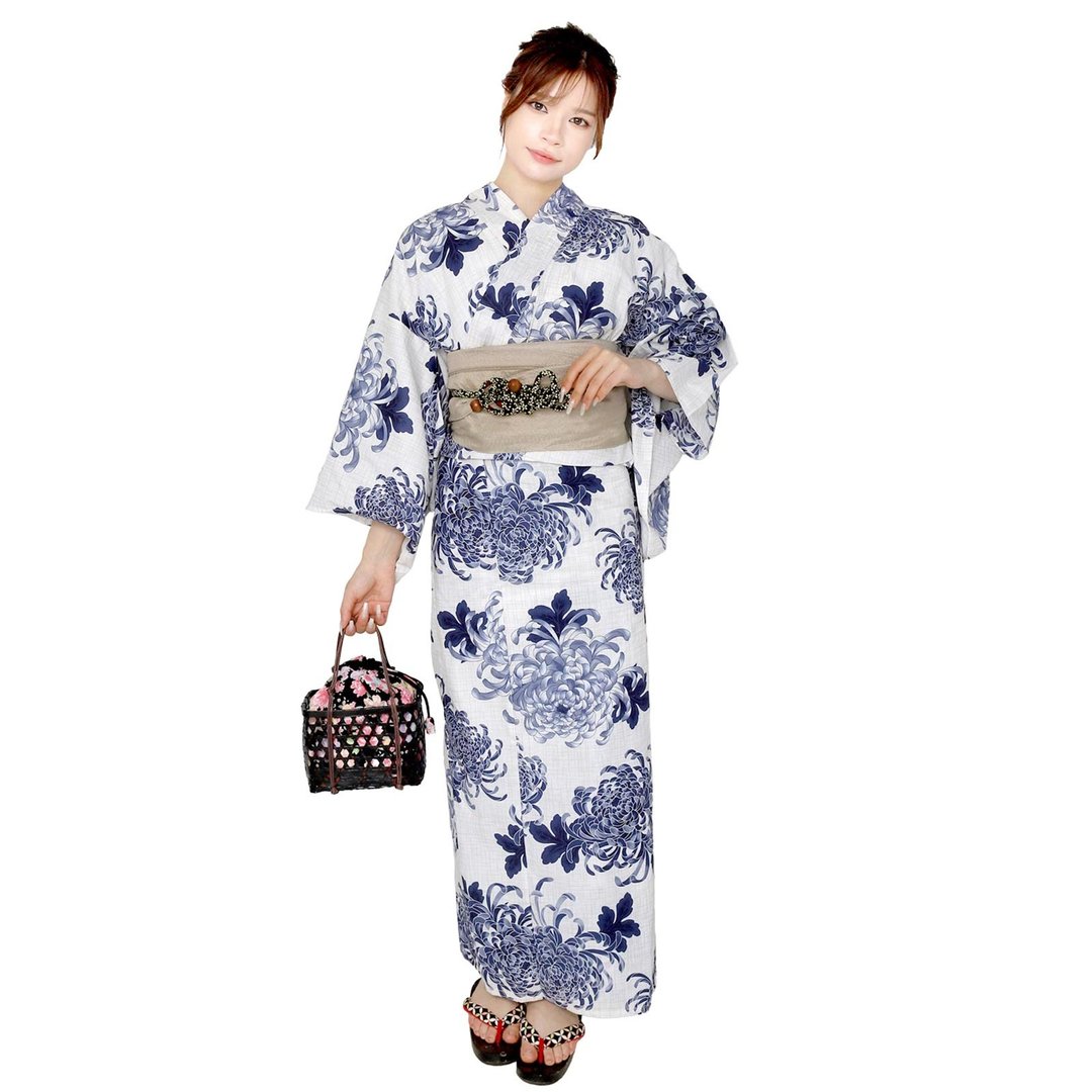 日本 和服 浴衣 女性 浴衣 腰封 2件组 S/F Size x14S/F-17 - 其他 - 棉 蓝色