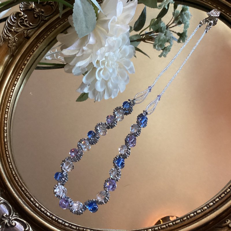 手工项链 亚历山大变石珠 变色 - 项链 - 玻璃 紫色