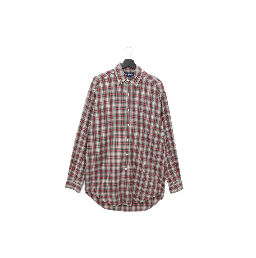 Back to Green-品牌衬衫 polo红白绿格纹 sh-27//vintage shirt - 男装衬衫 - 棉．麻 
