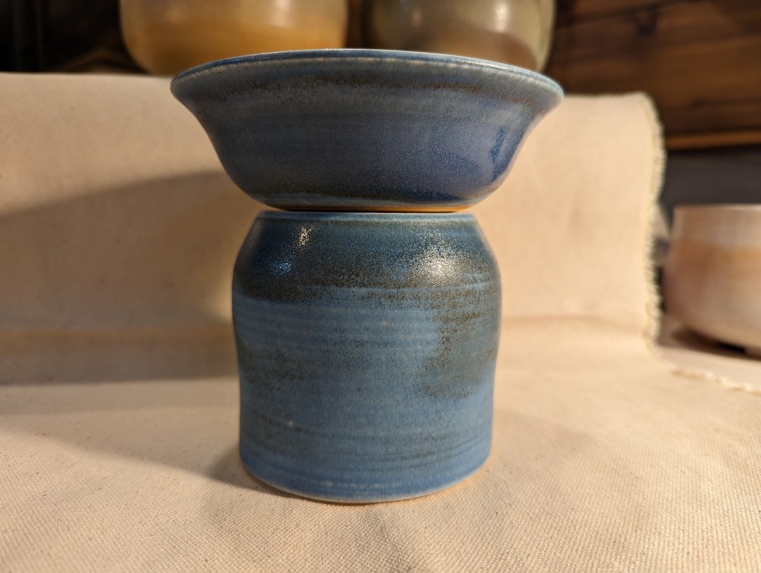 手作陶器宠物碗、碗架 - 碗/碗架 - 陶 蓝色