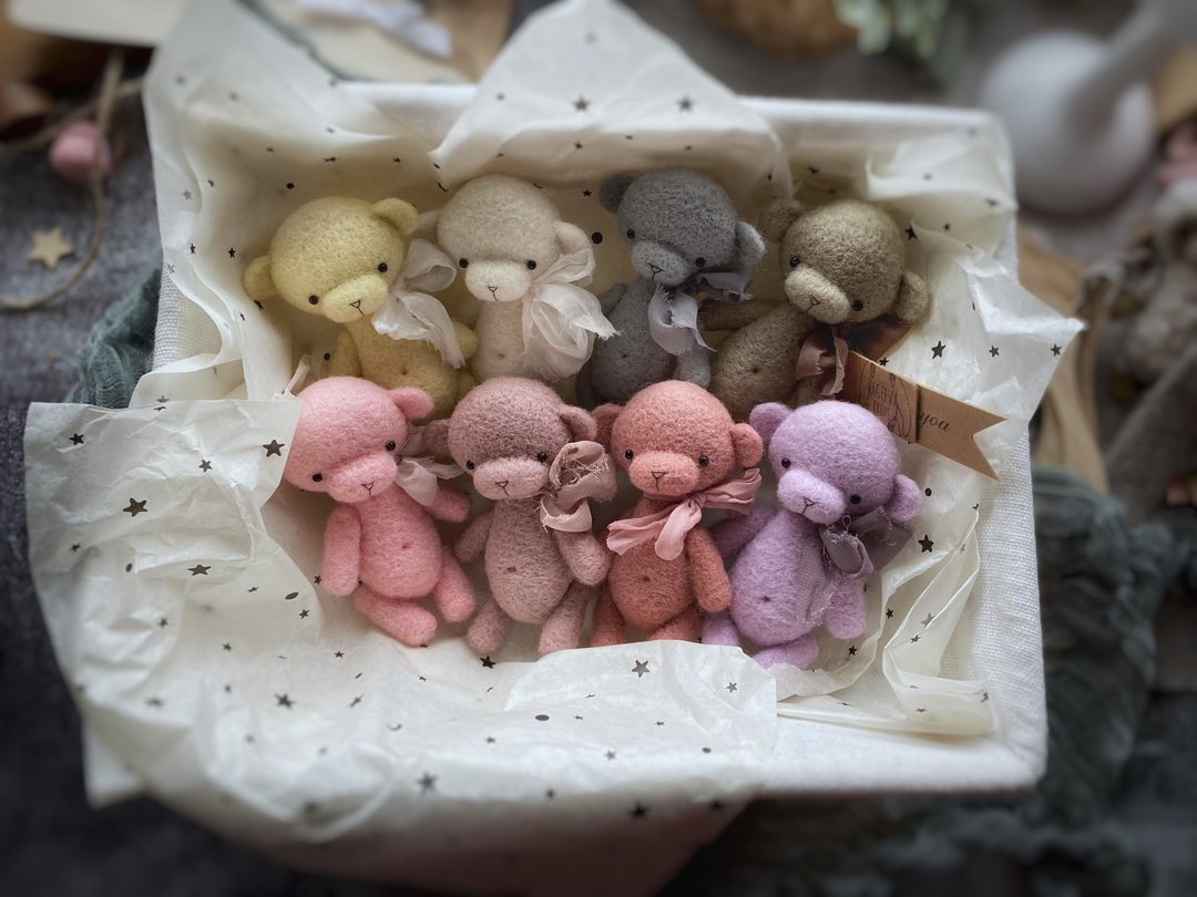 Felted Teddy bear newborn props - 其他 - 羊毛 多色
