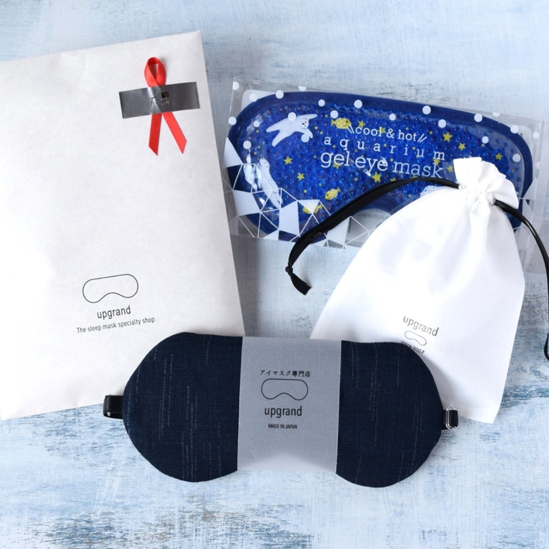 週年慶 - Goody Bag 眼罩和HOT&COOL眼罩/Japan stripe/Navy - 眼罩 - 棉 蓝色