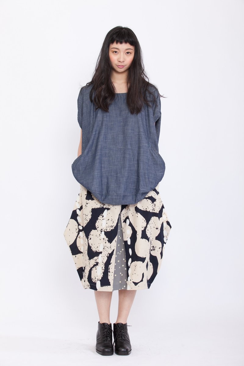 迷幻热带植物园花苞裙＿白色仙人掌花园＿公平贸易 - 裙子 - 棉．麻 白色