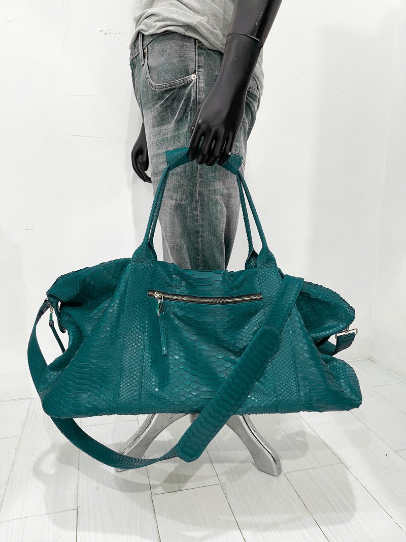 蛇皮旅行袋 周末旅行袋 蛇皮行李袋 蛇皮旅行包 - 行李箱/行李箱保护套 - 真皮 绿色