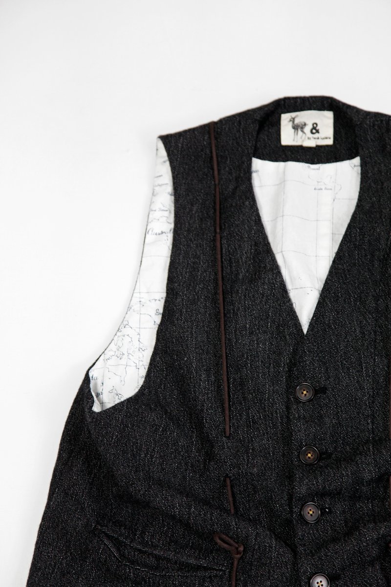 大地_航海士的冒险抽绳绅士背心 - 女装背心 - 羊毛 灰色