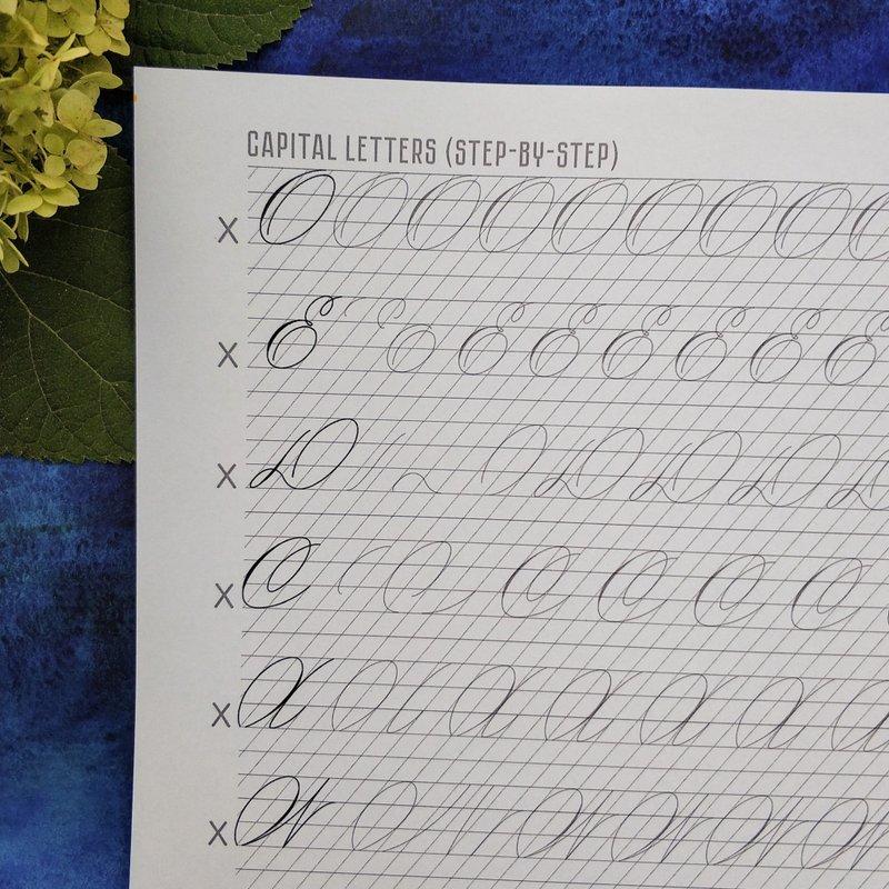 Printable A4 Spencerian Script Capital letters for Beginners 5mm Worksheets - 手工艺教程/工具书 - 其他材质 