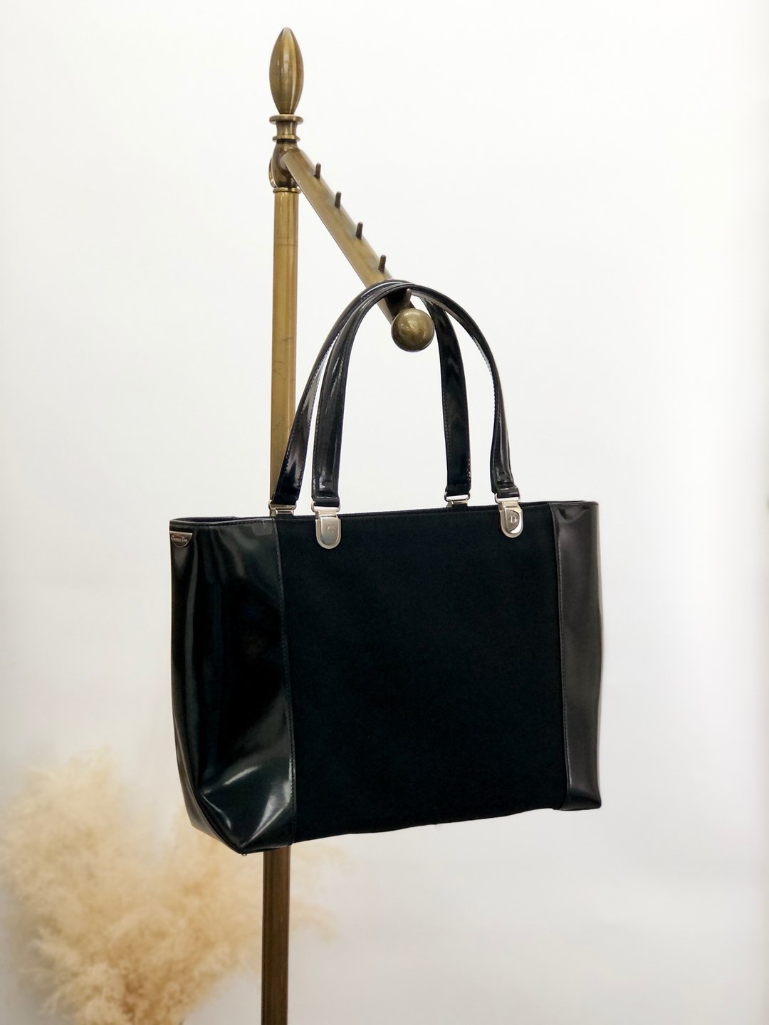 【日本直送 品牌二手包】Christian Dior 迪奥 手提包黑CD 珐琅 2Way 旧 vrwxu3 - 手提包/手提袋 - 真皮 黑色