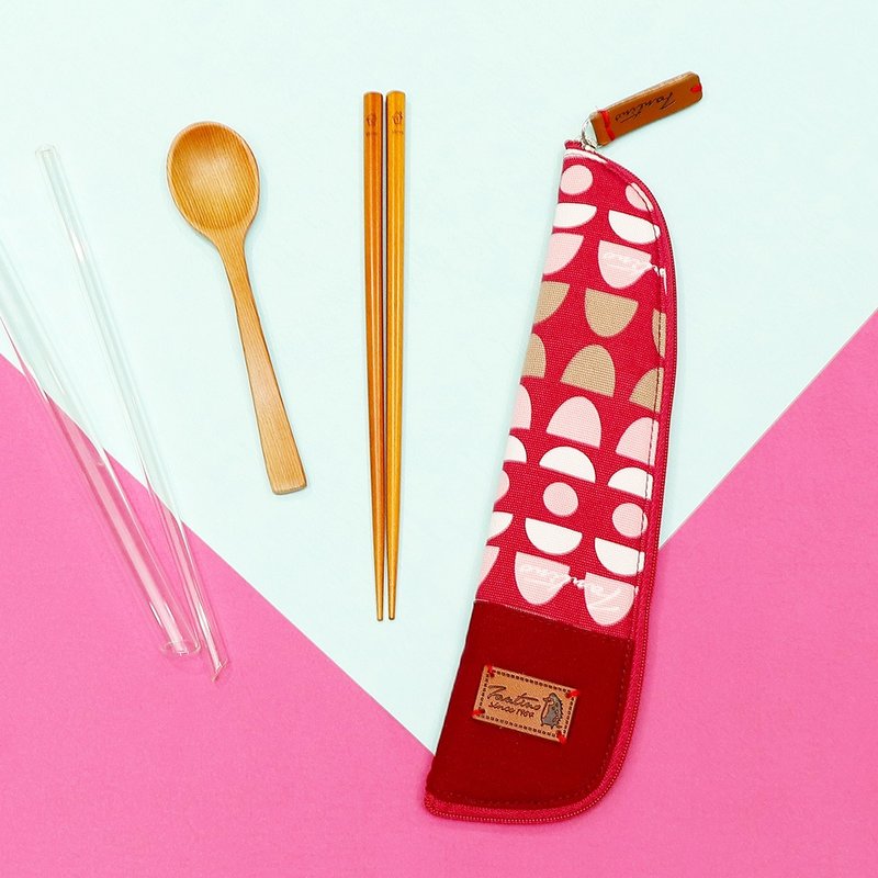 独创布花 棉麻餐具袋::红水玉:: (水玉迷宫)环保餐具/毕业季 - 其他 - 棉．麻 红色