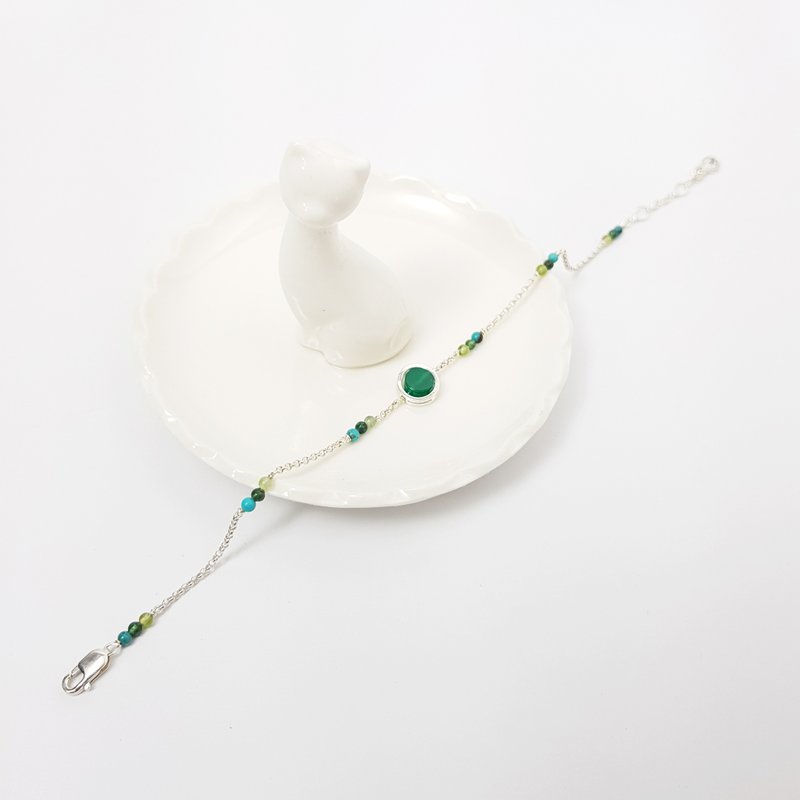 绿玛瑙纯银手链 - 手链/手环 - 宝石 绿色