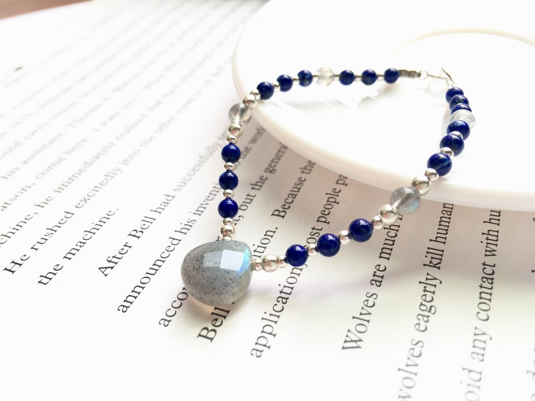 Ops Lapis lazuli Labradorite uniqueSilver Jewelry Bracelet - 手链/手环 - 宝石 蓝色