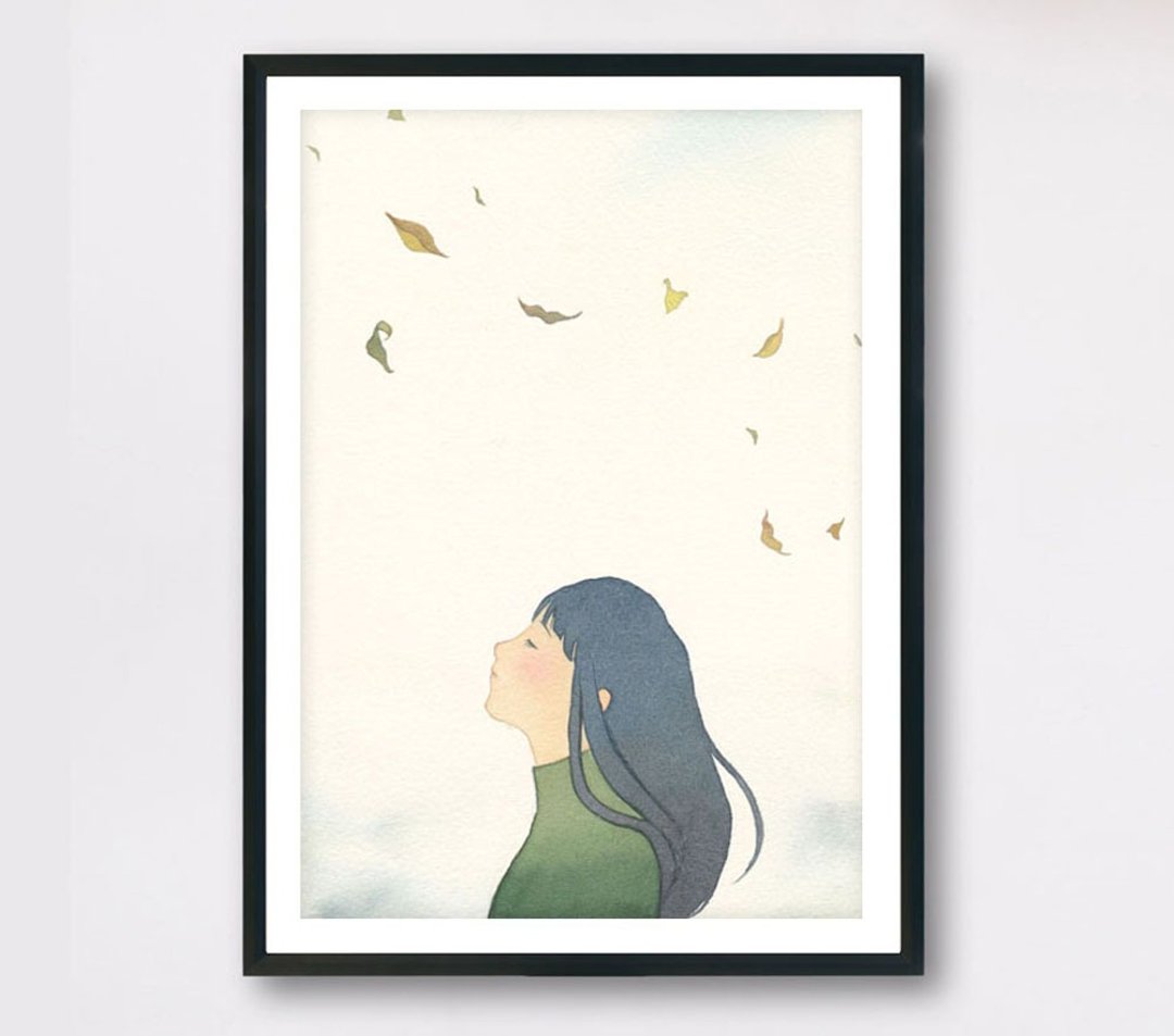 慢活女孩 - 感受/ 印刷画 (送纸画框) - 海报/装饰画/版画 - 纸 白色