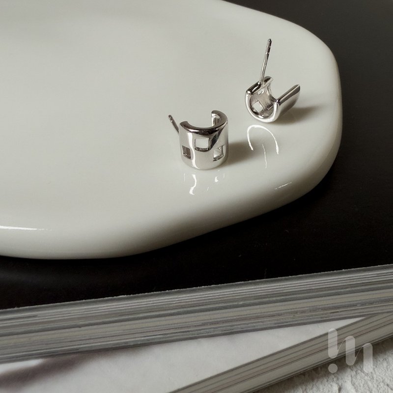几何之室・镂空 │ 925纯银 耳环 LIM:M PROJECT - 耳环/耳夹 - 纯银 银色