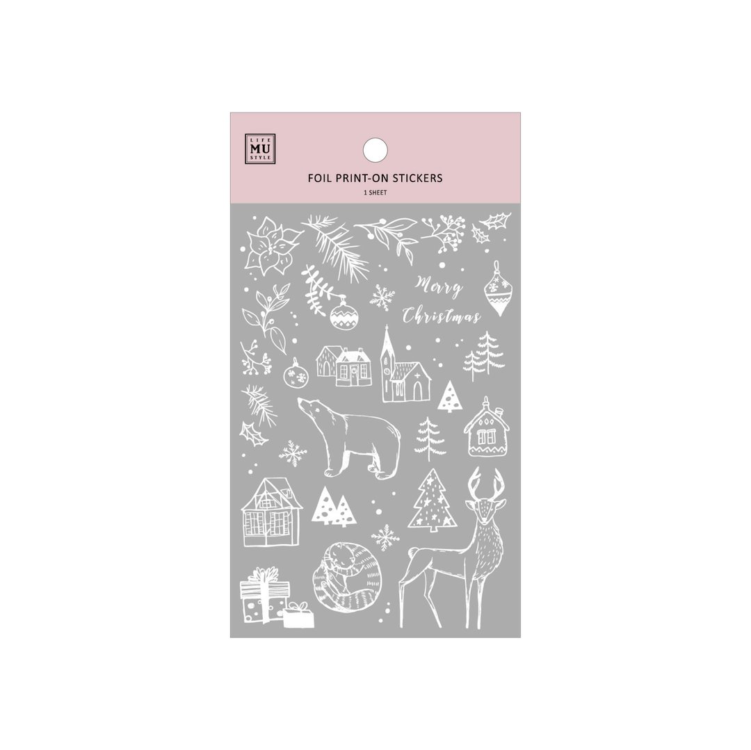 【箔色转印贴】圣诞限定-银箔01-银雪圣诞夜 | 银箔转印 仿烫银 - 贴纸 - 其他材质 银色