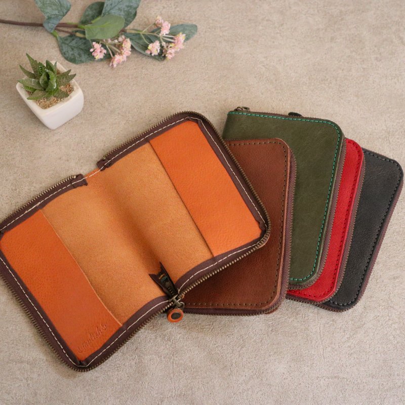 Barca 文库本封面 【6种皮革×12色缝线自由选】免费姓名牌・刺绣・缝线颜色定制 / A6判书套 / 日本制造 / 支持礼品包装 【st-33】 - 书衣/书套 - 真皮 橘色