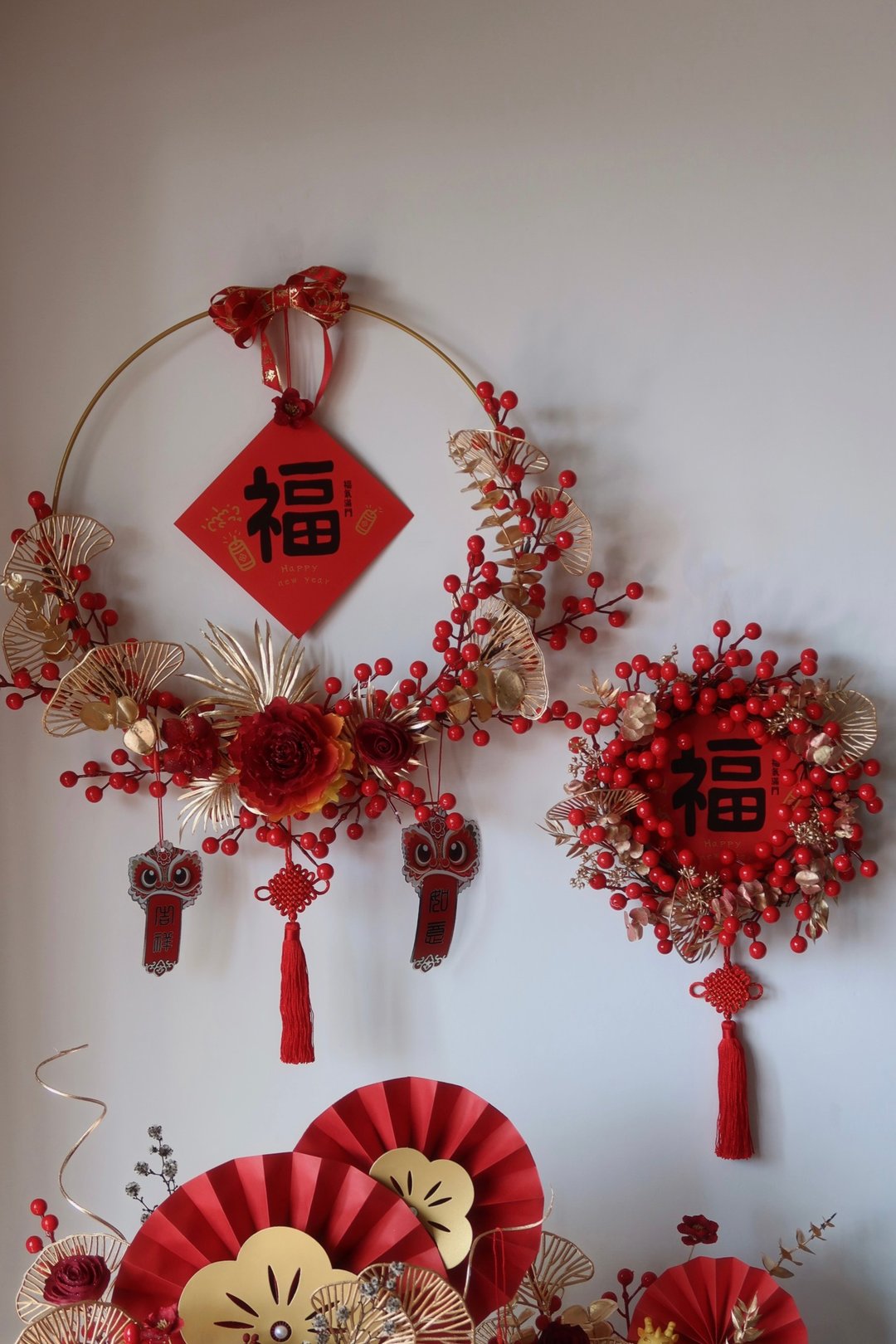 迎春接福-新年花圈 送礼首选 - 干燥花/捧花 - 植物．花 