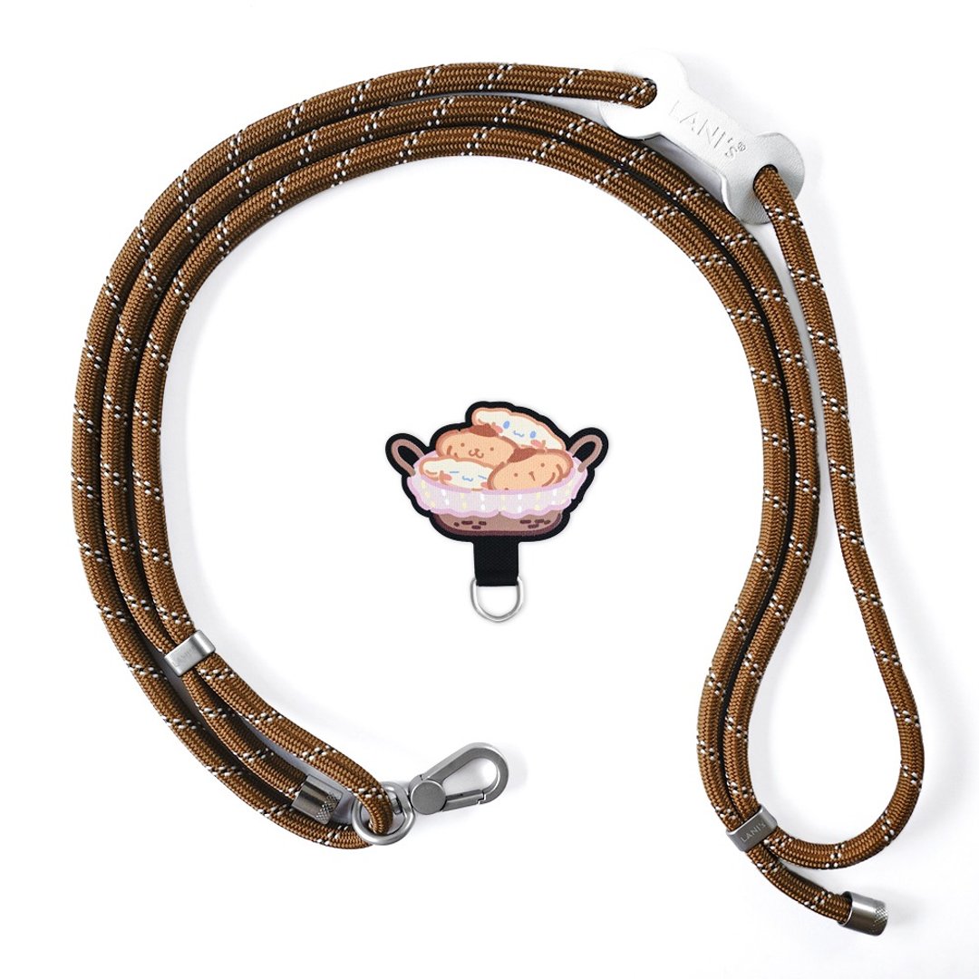 Air Strap 大耳狗联名款 法式面包篮 轻松背手机挂绳组 - 手机配件 - 真皮 咖啡色