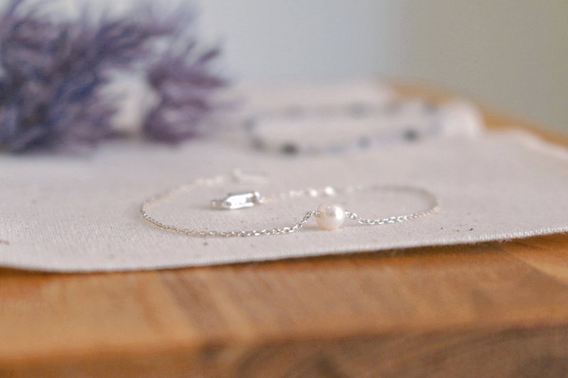 六月诞生石 手链 珍珠 纯银 - 我对你最好了 - - 手链/手环 - 珍珠 白色