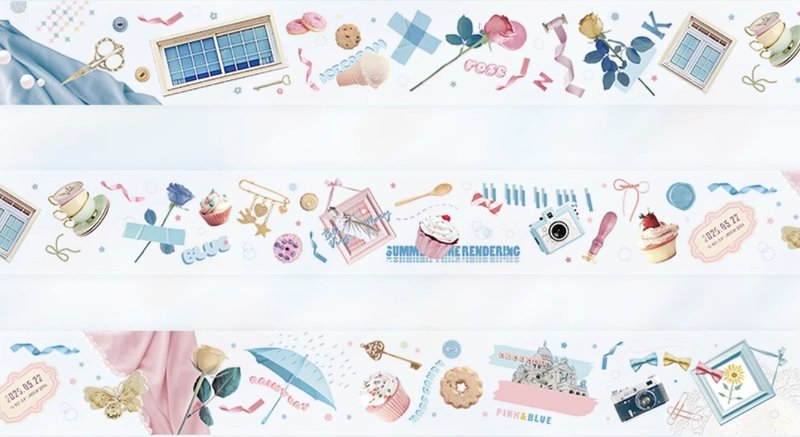 泡泡珍妮 日常小物集 和紙膠帶 台灣製 10米卷 - 纸胶带 - 纸 多色