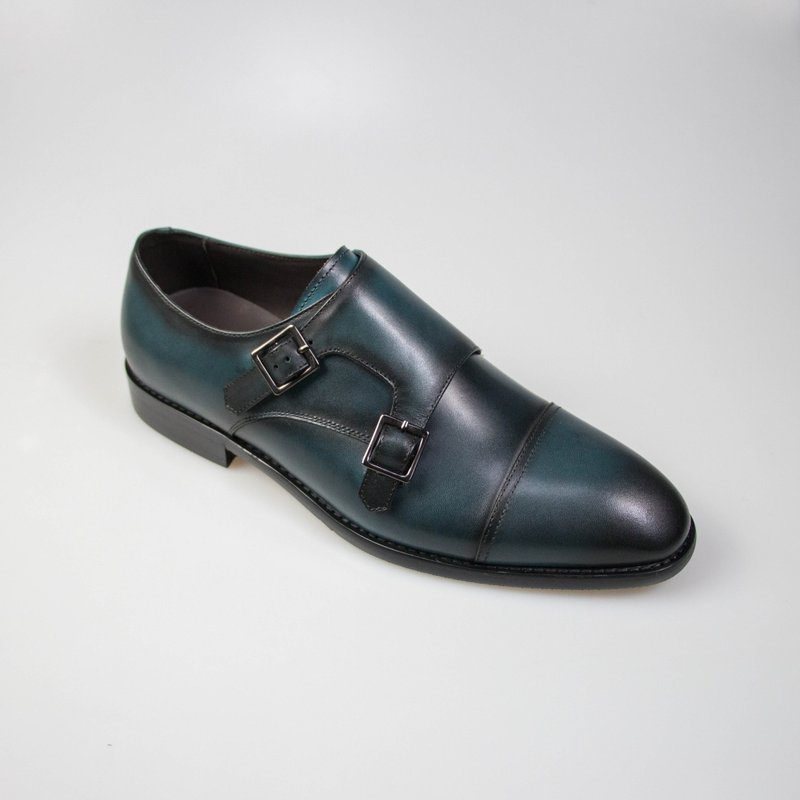 双扣孟克男鞋/青灰/358D楦 - 男款皮鞋 - 真皮 灰色