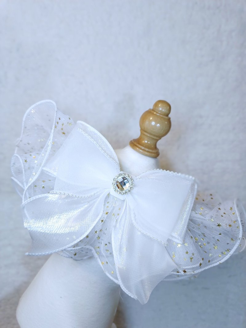 粉蓝金星星色 轻薄纱 造型颈饰 颈项 collar - 衣/帽 - 棉 白色