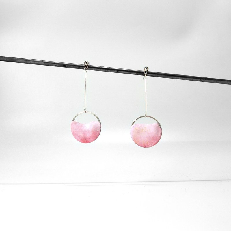 节气系列-春分(粉) 水泥耳环(生日礼物/情人礼物) - 耳环/耳夹 - 水泥 粉红色