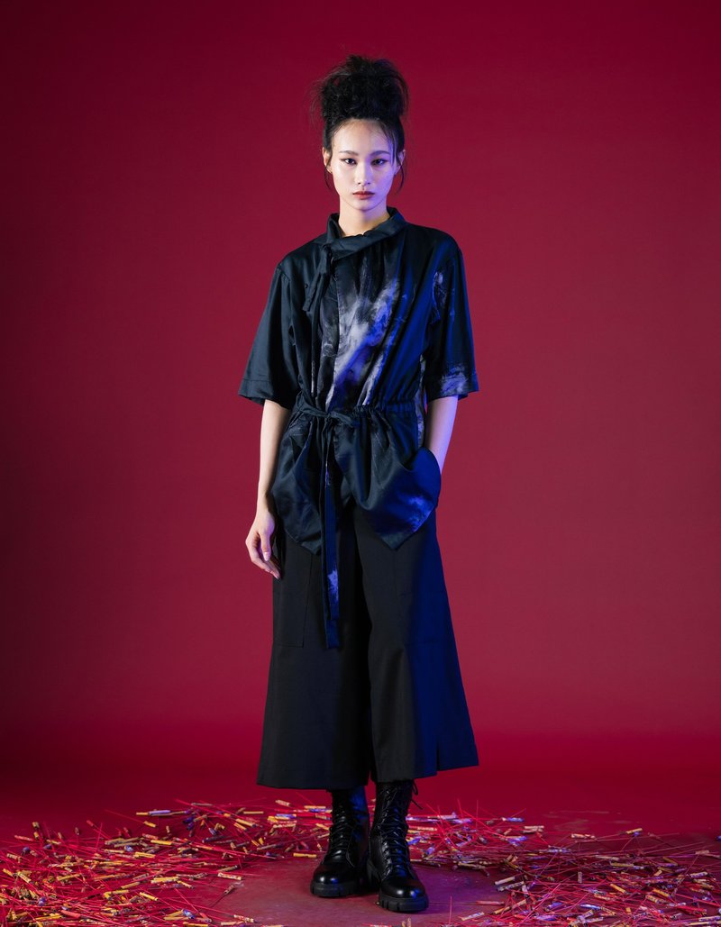 INF 23SS 解构日式开襟印花短袖衬衫 - 女装衬衫 - 棉．麻 多色