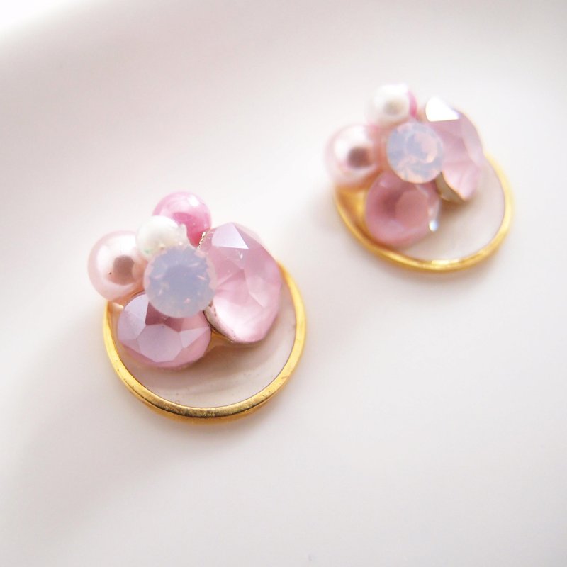 粉红。幻晶 - 不痛U型耳夹 不锈钢耳针 硅胶耳针 - 耳环/耳夹 - 宝石 粉红色