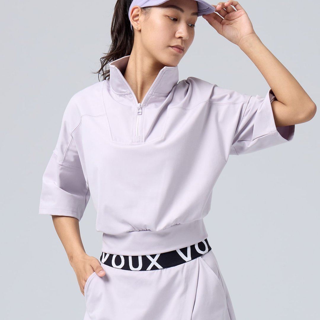 不可退换 /拉链AIR POLO休闲上衣-鸢尾花 - 女装 T 恤 - 聚酯纤维 紫色